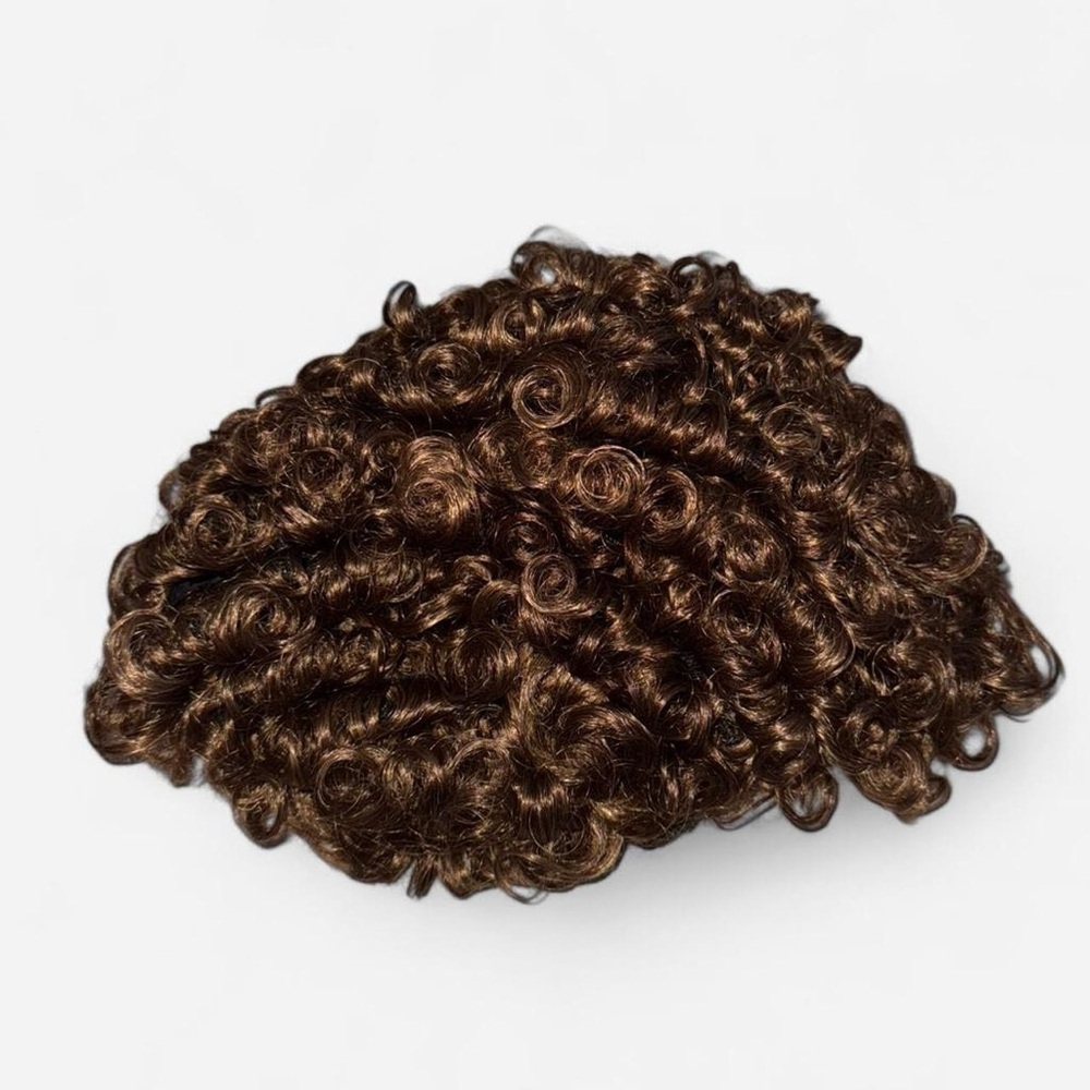 Curly Brown Costume Wig Retro Ringlet Short Wig - Picture 2 of 3